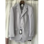 A VINTAGE MEN'S PALE GREY SUIT FOR NIKOLA BADINI BY ALTA MAREA, SIZE LARGE