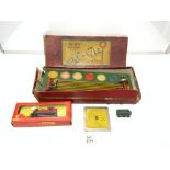 A VINTAGE GEE-WIZ TIN PLATE TOY GREYHOUND RACING GAME IN ORIGINAL BOX, A TRI-ANG HORNBY INDUSTRIAL