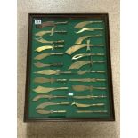 TWENTY FOUR TRENCH ART BULLIT KNIVES WITH ENGRAVED BATTLES TO BLADES - SOMME, VERDUN, ARRAS AND