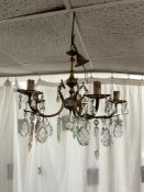 BRASS WITH CRYSTAL GLASS DROPS CHANDELIER