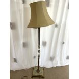 VINTAGE BRASS AND ONYX STANDARD LAMP WITH BRASS PAW FEET 176CM