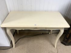 DE TONGE WOODEN TABLE WITH CENTRAL DRAWER IN CREAM 119 X 60CM
