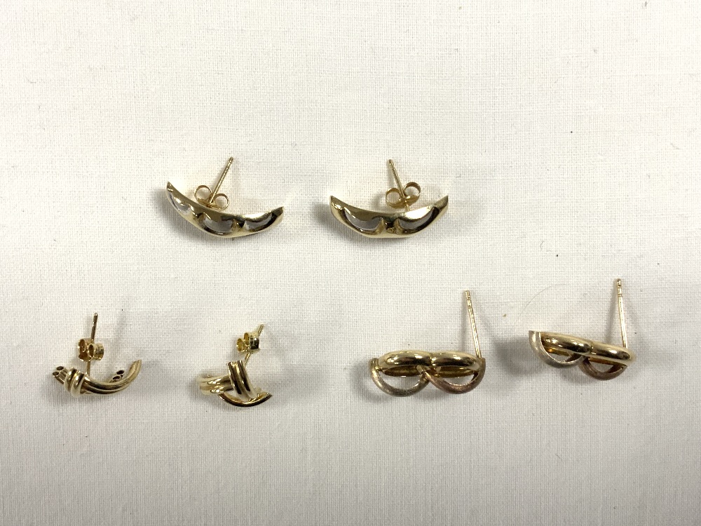 TWO PAIRS OF 375 GOLD EARRINGS WITH ONE OTHER PAIR - Image 3 of 3