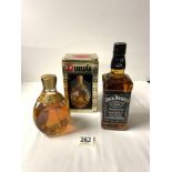 WHISKY - BOXED DIMPLE WITH A BOTTLE OF JACK DANIELS BOTH 70CL