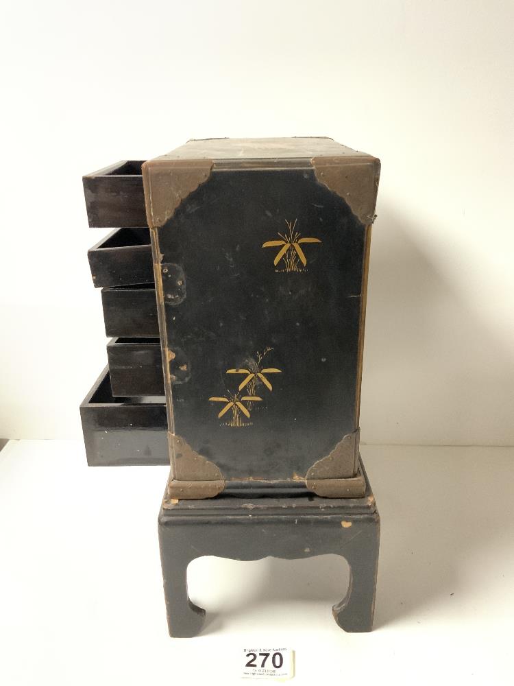 A JAPANESE BLACK AND GOLD LACQUER TABLE CABINET, AF, 36X26. - Image 3 of 6