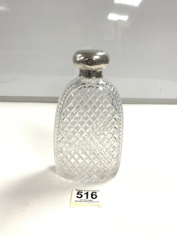 HALLMARKED SILVER TOP CUT GLASS BOTTLE CHESTER BY J & R GRIFFIN 19CM