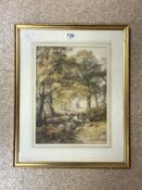 JOHN HOLDING (19TH-CENTURY ENGLISH), WATERCOLOUR DRAWING FIGURES IN A WOODLAND GLADE SIGNED 57 X