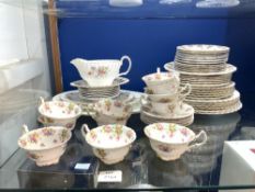 ROYAL DOULTON 56 PIECE ROSE AND GRAPE PATTERN DINNER AND TEAWARE.