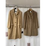 TWO VINTAGE LADIES CAMEL COATS, ONE MODELL VELISCH WOOL AND CASHMERE UK SIZE 10, THE OTHER COUNTRY