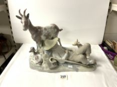 LARGE LLADRO FIGURAL GROUP OF A YOUNG BOY WITH A DOG AND GOATS 33CM