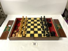 A FOLDING CHESS BOARD AND PIECES