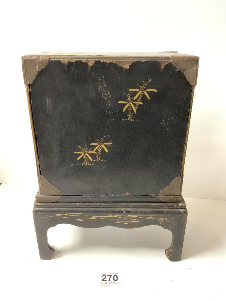 A JAPANESE BLACK AND GOLD LACQUER TABLE CABINET, AF, 36X26. - Image 6 of 6