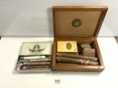 A LARGE CIGAR MARRIOLLS GREAT AMERICA, ANOTHER LARGE CIGAR, LEATHER CIGAR CASES, OTHER CIGARS, TWO