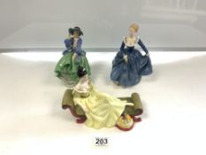 THREE ROYAL DOULTON FIGURES - AT EASE HN2473, TOP O THE HILL HN1833 AND FRAGRANCE HN 2334.
