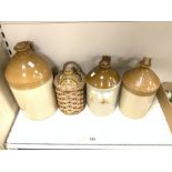 FOUR STONEWARE BEER FLAGONS, A DOULTON ONE FOR BRIGHTON AND HOVE CO - OPERATIVE PALMEIRA HOUSE