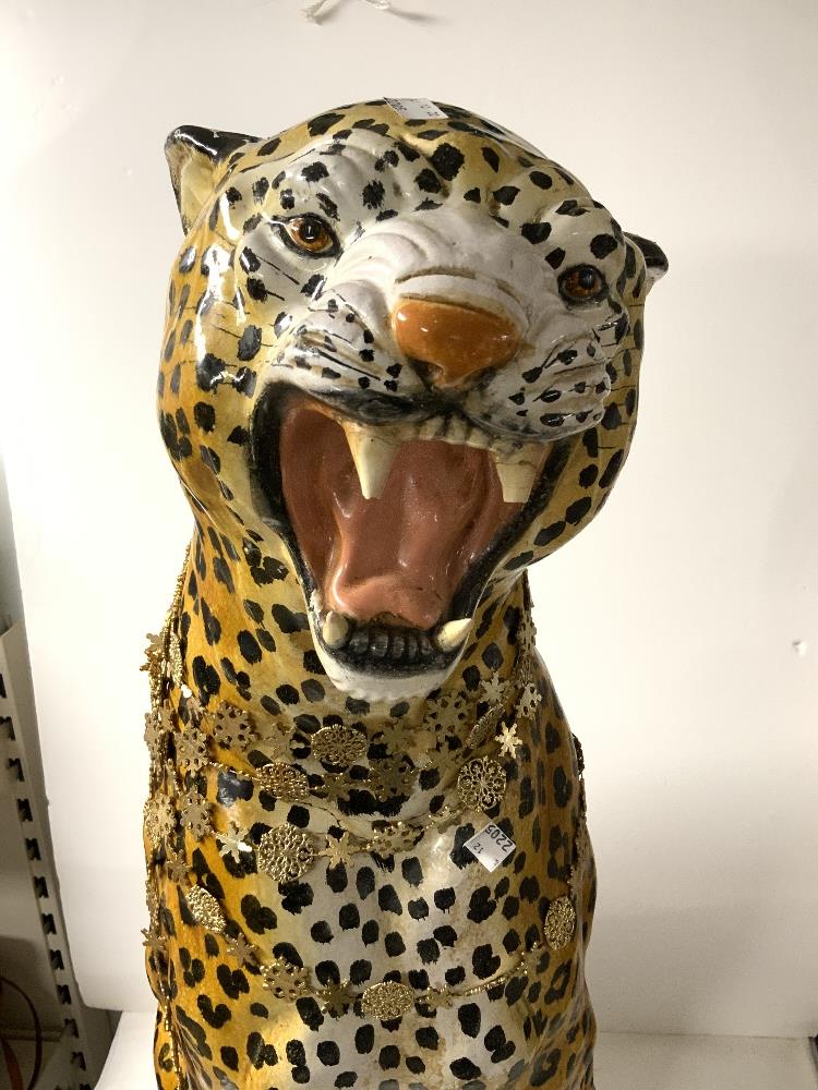 A LARGE TERRACOTTA FIGURE OF A CHEETAH, MADE IN ITALY, 84 CMS. - Image 2 of 5