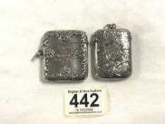 TWO HALLMARKED SILVER VESTA'S HANDS & PEARCE AND HENRY MATTHEWS