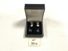 TWO PAIRS OF 375 GOLD EARRINGS OPAL AND PERIDOT WITH ONE OTHER PAIR