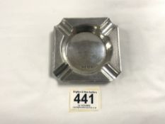 ART DECO HALLMARKED SILVER ENGINE TURNED SQUARE ASHTRAY BY EMILE VINER DATED 1957 9CM 72 GRAMS