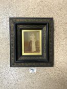 VICTORIAN FRAMED STUDY OF A LADY IN A BLACK AND GILT FRAME 27 X 30CM