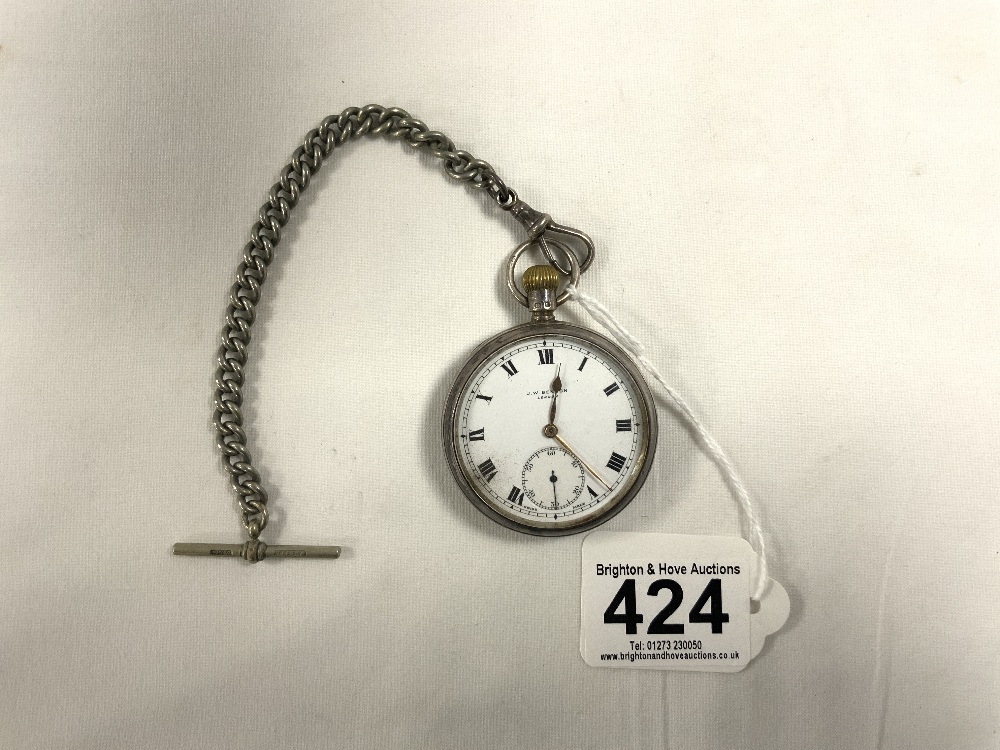 A HALLMARKED SILVER POCKET WATCH WITH WHITE ENAMEL DIAL AND SUBSIDIARY SECONDS, BIRMINGHAM 1893.WITH