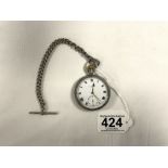 A HALLMARKED SILVER POCKET WATCH WITH WHITE ENAMEL DIAL AND SUBSIDIARY SECONDS, BIRMINGHAM 1893.WITH