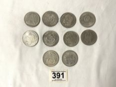 TEN MIXED COINS. - AMERICAN, CHINESE, AND MEXICAN.