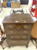 A SMALL 1930s WALNUT FOUR DRAWER CHEST OF DRAWERS ON CABRIOLE LEGS, 60X42X98.