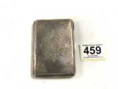 DECORATIVE HALLMARKED SILVER CARD CASE WITH INTERNAL LILAC LEATHER INNERS 9.5CM