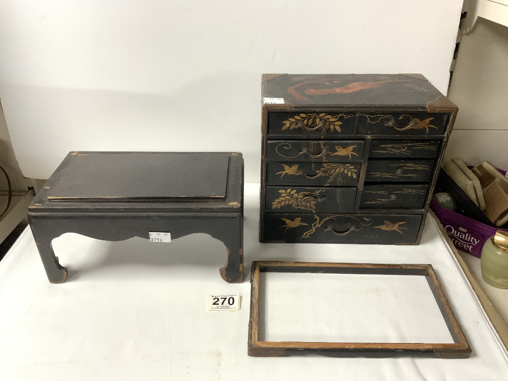 A JAPANESE BLACK AND GOLD LACQUER TABLE CABINET, AF, 36X26. - Image 2 of 6