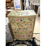 SIX DRAWER CHEST OF DRAWERS DECOUPAGED WITH DRAGON FLIES
