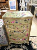 SIX DRAWER CHEST OF DRAWERS DECOUPAGED WITH DRAGON FLIES