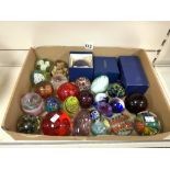 CAITHNESS PAPERWEIGHT IN BOX AND 24 OTHER PAPERWEIGHTS.