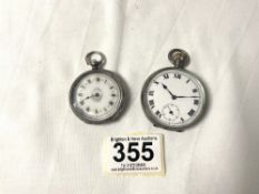 TWO HALLMARKED SILVER ENGINE TURNED POCKET WATCHES, AF.