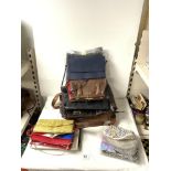 A QUANTITY OF EVENING HANDBAGS; INCLUDING A CROCODILE EVENING BAG AND A LEATHER SATCHEL