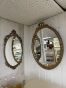 VINTAGE OVAL GILDED DECORATIVE FRAMED WALL MIRROR 60 X 46CM WITH AN OVAL BRASS DECORATIVE MIRROR