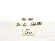 TWO PAIRS OF 375 GOLD EARRINGS WITH ONE OTHER PAIR