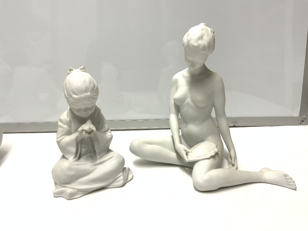 KAISER PARIAN WARE FIGURE OF MOTHER AND CHILD, ANOTHER NUDE PLAYING INSTRUMENT, 20 CMS, AND TWO - Image 5 of 8