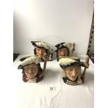 A SET OF FOUR MUSKETEER CHARACTER MUGS - THE FOUR MUSKETEERS - PORTHOS D 6440, ATHOS D6439, ARAMIS