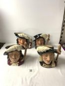 A SET OF FOUR MUSKETEER CHARACTER MUGS - THE FOUR MUSKETEERS - PORTHOS D 6440, ATHOS D6439, ARAMIS