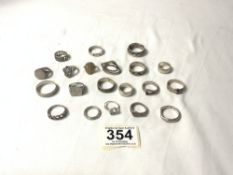 TWENTY ONE SILVER RINGS - VARIOUS.