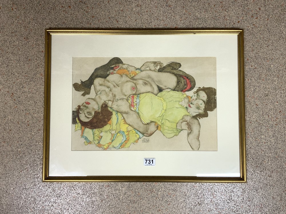 EGON SCHIELE (1890-1918) AUSTRIA FRAMED AND GLAZED PRINT 65 X 49CM