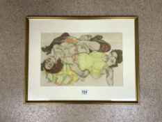 EGON SCHIELE (1890-1918) AUSTRIA FRAMED AND GLAZED PRINT 65 X 49CM