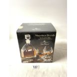 A VETRO SONORO SUPERIORE - CRYSTAL GLASS THREE PIECE BRANDY SET BY LUIGI BORMIOLI; WITH BOX.