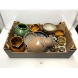 A QUANTITY OF GLAZED AND UNGLAZED STUDIO AND OTHER POTTERY, VASES, JUGS, DISHES, INCLUDES - JILL