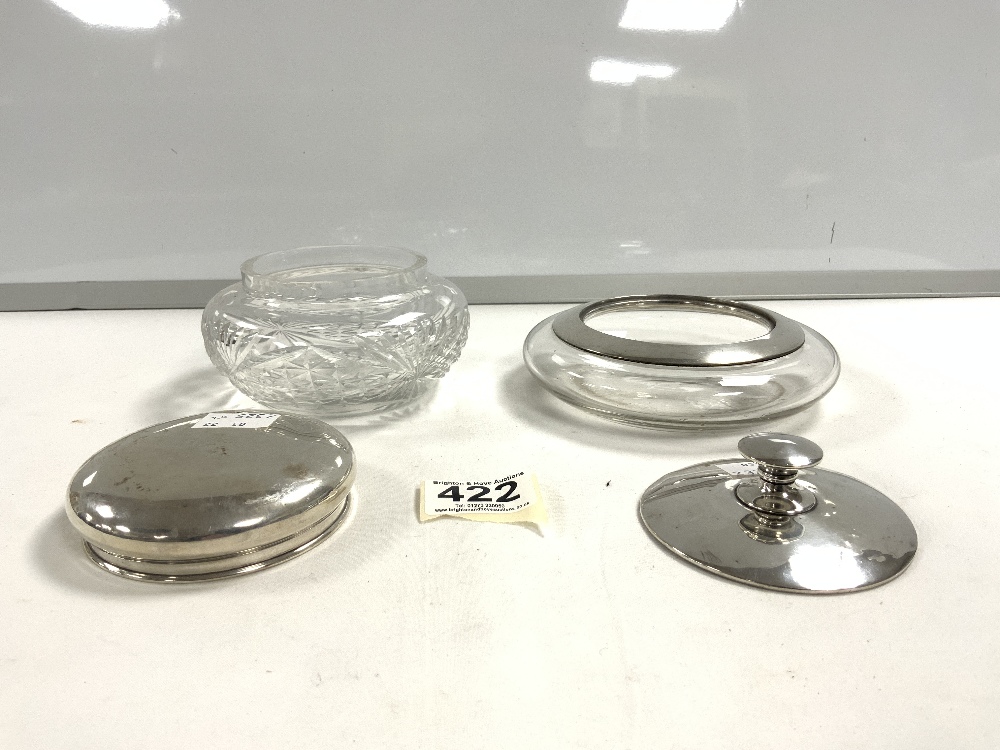 TWO HALLMARKED SILVER TOPPED GLASS POWDER JARS. - Image 3 of 6