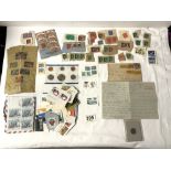 A QUANTITY OF COINS AND STAMPS, VARIOUS.