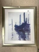 ABSTRACT COLOURED PRINT TITLED VENETIAN REFLECTIONS FRAMED AND GLAZED 75 X 89CM