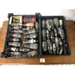 VINTAGE MARCONI GLASS RADIO VALVES, RCA RADIOTRON VALVES, HYTRON VAVES,SYLVANIA,MULLARD, AND OTHERS,