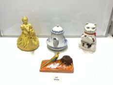 A CAR, AND A LTON WARE PORCELAIN PHEASANT PEN STAND, TWO NOVELTY TEAPOTS, AND A DUTCH WINDMILL